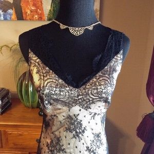 Elie Tahari  Black/Nude Slip dress Lace y2k